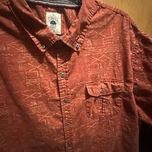 Men's Casual Rust Patterned Shirt by XXL